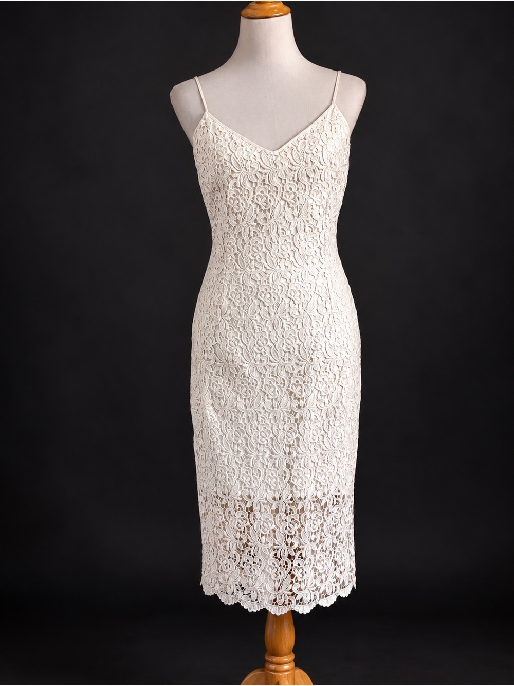 WHBM White Lace Crochet Floral Sheath Dress Size 10 Sleeveless bridal party lux - Picture 2 of 12